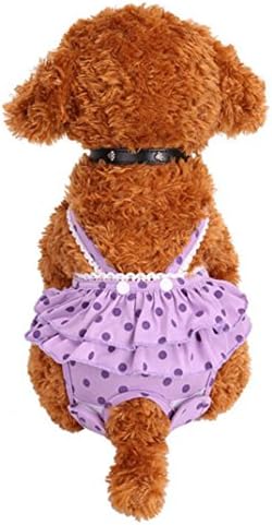Puppy Clothes, OOEOO Cute Dog Panty Brief Bitch Sanitary Pants Doggie Dress Pet Underwear(Purple, L)
