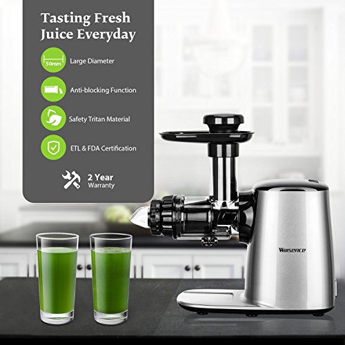 Masticating Juicer, Willsence Slow Juice Extractor, Nutrition Master Clod Press Juicer Machine with Reverse Function, Fruits and Vegetable Pulpfresh System with BPA Free Dishwasher Parts