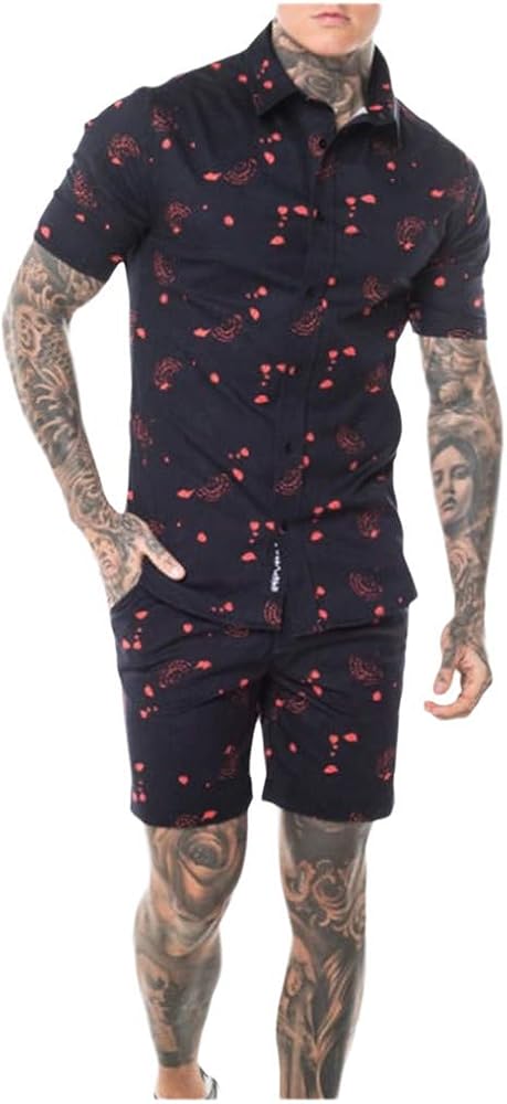 MYONA Verano Conjunto de Ropa Hombre, Hawaiana Pijama Ropa de ...