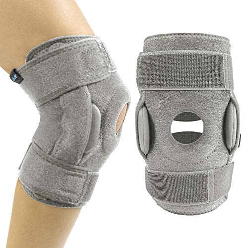 Vive Hinged Knee Brace - Relieves ACL, MCL, Meniscus Tear - Lightweight, Comfortable, Breathable Open Patella Wrap with Side Stabilizers - for Women & Men - Adjustable Strap for Tendonitis