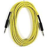 Pro Quality 20' Braided instrument Cable - Perfektion 20' Straight 1/4 Instrument Guitar Cable (7mm) Tweed"