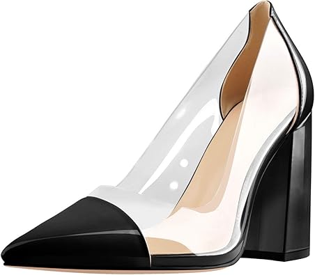 Amazon Com Onlymaker Women S Clear Slip On Pumps Pointed Toe