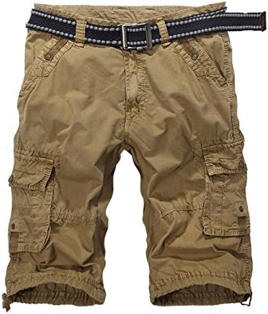 JUCA Men's Casual Soild Multi-Pocket Hip-Pop Cargo Short 4 colors Pants Shorts Earth Yellow 30