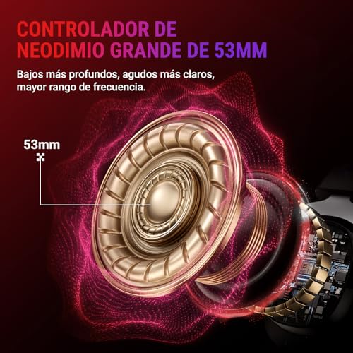 QCY Heroad VT200 Cascos Gaming Inalámbricos para PC/Ps5/Ps4/Switch/Mobile, 7.1 Sonido Envolvente, Auriculares Gaming con 2.4 GHz+Bluetooth 6.0, Duración 130H, Drivers 53mm, RGB -Plata Negro