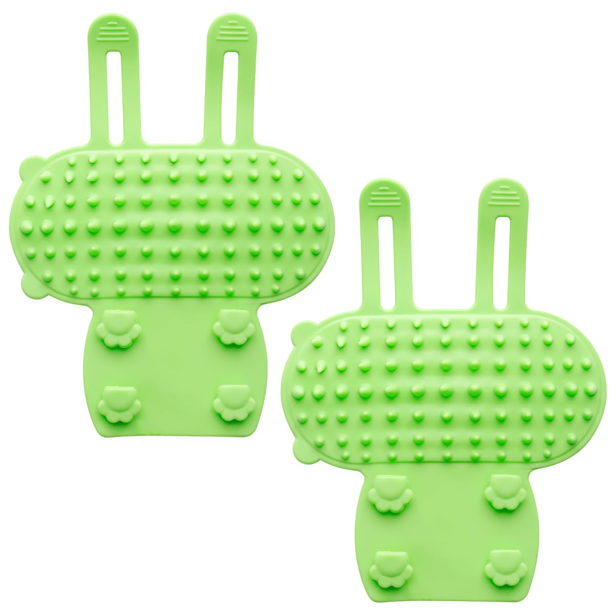 Thyonta 2 Pcs Cat Self-Grooming Silicone Massage Brush 2-in-1 No-Bath Grooming Tool Shedding Glove Scratch Relief Toy with Strap for Table and Chair Legs (Green)
