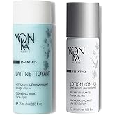 Yon-Ka Lait Nettoyant Facial Cleanser & Makeup Remover with Travel Lotion PS Hydrating Face Toner | Travel Set 2.53 fl oz / 1.69 fl oz