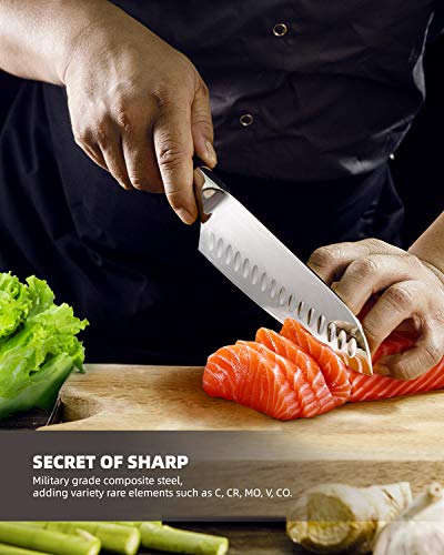 Damascus Santoku Knife- MAD SHARK Pro Kitchen Knives 8 Inch Chef's Knife, Best Quality Damascus Steel Knife with Ergonomic Handle, Razor Sharp, Best Choice for Home Kitchen & Restaurant
