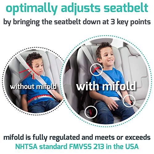 mifold Original Grabandgo Car Booster Seat with Carry Bag, Slate Grey