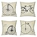 HIPPIH 4 Packs Cotton Linen Sofa Home Decor Design Throw Pillow Case Cushion Covers 18 X 18 Inch,4 x Bike