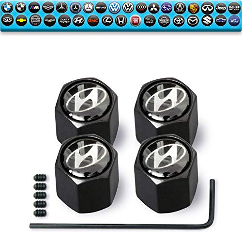 Custom Tire Valve Stem Caps (35 Vehicle Models) Anti-Theft Hexagon Design | Car, Truck, SUV | Leakproof, Airtight, Dustproof Seal | All-Weather, Lock Tight Fit (for Hyundai Vehicles)