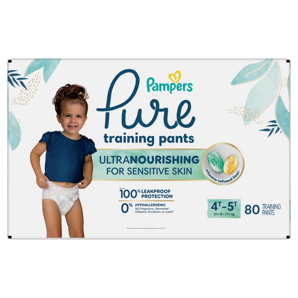 Pampers Pure Protection Training Underwear, Unisex, Size 4T5T, 80 Count, Premium, Hypoallergenic, Soft, Absorbent