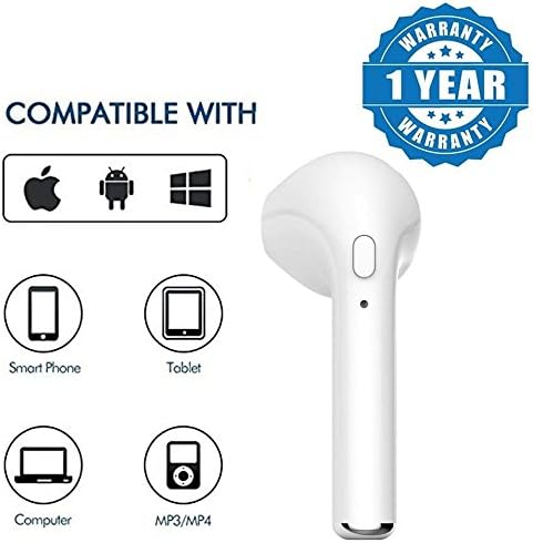 MobiQuick HBQ-i7 in-Ear Wireless Bluetooth Music Earphone Bluetooth V4. 1 + EDR with 1 Connect 2 Function Support Handfree Call for iOS ï¼ Android (White)