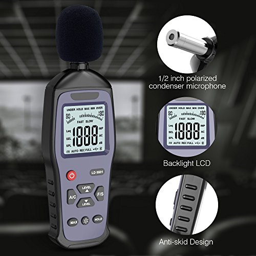 image for ERAY Sound Level Meter Audio Noise Decibel Meter Backlight LCD Digital