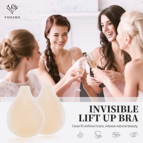 Stick On Bra Invisible Silicone Breast Lift Nipple Covers Adhesive Bras for Girls and Women Nude
