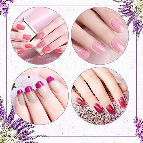YaoShun UV Gel Polish Set - Gel Nail Polish Kit Soak Off Nail Gel Gift Box, Gel Polish Manicure Kit 8ml Pure Color + Temperature Color Changing Gel + Magnetic Cat Eye Gel Polish #2 - Thumbnail 2