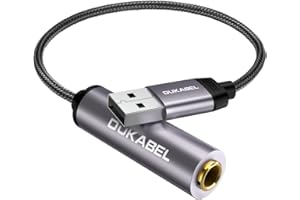DUKABEL USB to 1/4 Headphone Adapter, USB to 6.35mm Stereo Jack Adaptor for Laptop, PC, Amplifiers, Mixers, 6.35mm Headphones(No Recording Function)