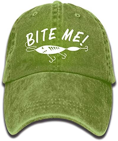 Alility Caps Bite Me Funny Fishing Vintage Adjustable Denim Hat Trucker Cap ForAdult