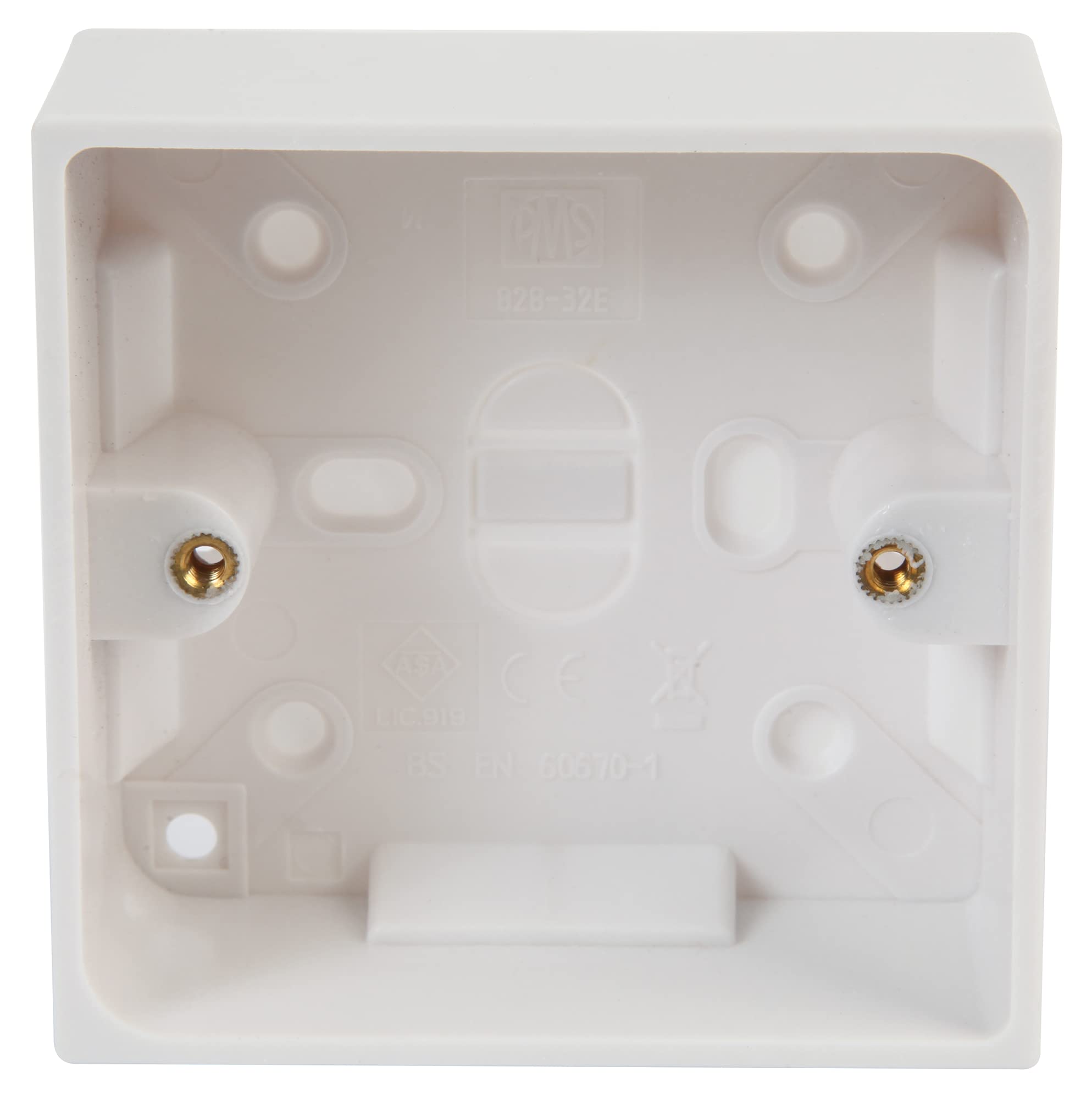 PRO ELEC 1-Gang White Surface Mount Pattress Box, 32mm Depth | BS5733 Compliant Network Box – PELB1495
