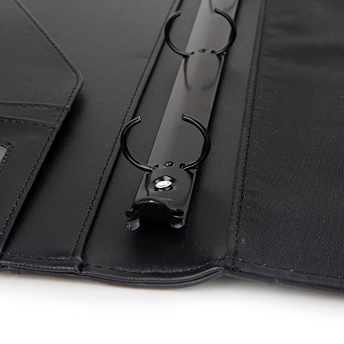 Freeprint 3 Ring Portfolio Binder with Writing Pad - PU Leather Professional Resume Padfolio Folder/Document Organizer for Interview & Business, Black
