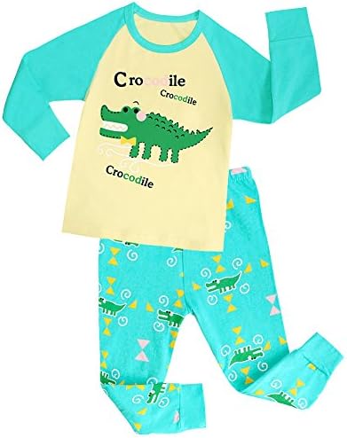 Little Boys Long Sleeves Crocodile Cotton Pajamas T-shirt&Pant Sets Size 2-7 Years,4T