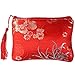 kilofly 2 pc Chinese Silk Brocade Padded Tassel Zipper Jewelry Bag Gift Pouch