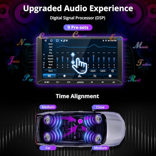 ATOTO A5L 2 Din Android 2G+32G Car Radio, 10 Inch Touchscreen GPS for Car, WiFi/BT/USB, CarPlay Wireless and Android Car Wireless Backup Camera, MirrorLink, DSP, FM/RDS/TF