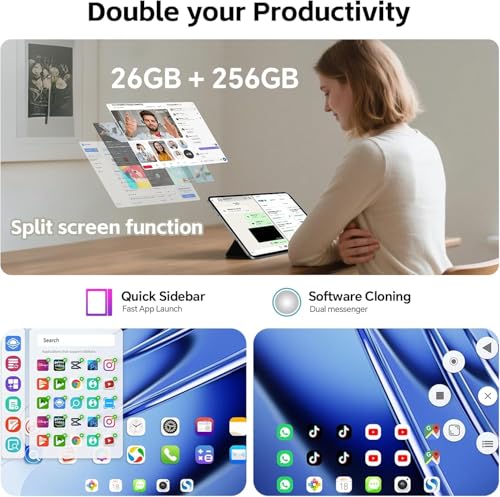 TECLAST T65 Tablet 13.4 Inch 120Hz Display Tablet Android 16, Dual SIM 4G LTE + 5G WiFi, 2.2GHz Octa-Core, 26GB RAM+256GB ROM(TF 4TB) Widevine L1 1080P/13MP/BT5/GPS/OTG, with Keyboard+Case+Pen