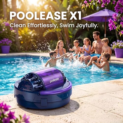 Cordless Robotic Pool Vacuum for Above/In-ground Flat Pool up to 960 Sq.ft | Pool Cleaner Robot 100 Min Runtime, Self-Parking, with Dual high-Powerful Motors Provide Strong Suction