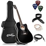 Ashthorpe Full-Size Cutaway Thinline Acoustic-Electric Guitar Package - Premium Tonewoods - Black