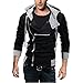 DJT Men's Oblique Zipper Hoodie Casual Top Coat Slim Fit Jacket Black L