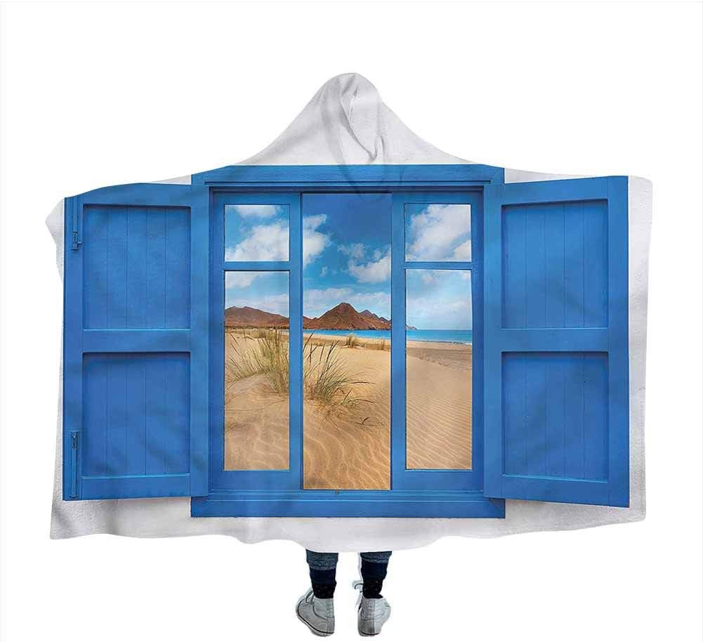 GGACEN Spain Hooded Blanket Spain Beach Distant for Adult Kids 60x50 inches