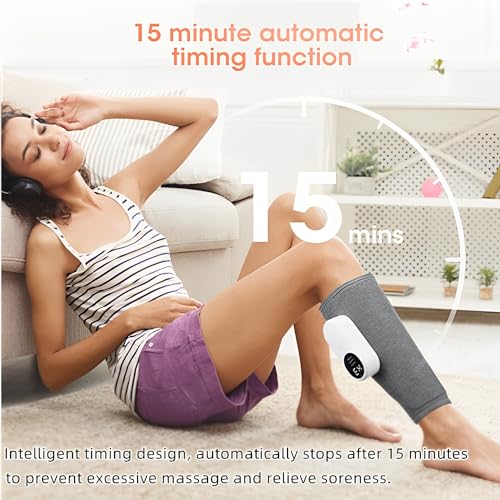 Beauenty Leg Massager for Circulation and Pain Relief,Heated Foot and Calf Compression Sleeve,Adjustable Muscle Massager with 3 Intensities,3 Modes,Easy to use,Restless Legs Syndrome Relief(1Pcs)