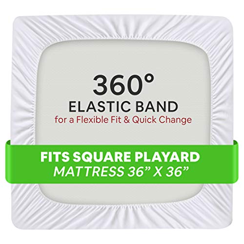 iLuvBamboo Square Playard Mattress Protector 2 Pack to Fit Room², Tot Bloc & Other 36” x 36