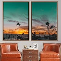 2 Piece Framed Canvas Wall Art Palm Tree Canvas Prints Home Artwork Decoration for Living Room,Bedroom - 16