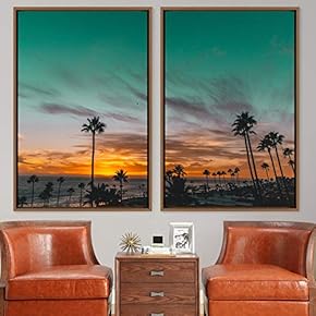 signwin 2 Piece Framed Canvas Wall Art Palm...