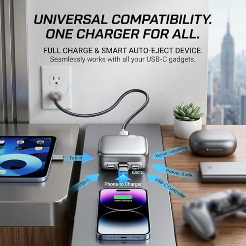 Stop Charge Smart Charge Type-C Adapter, Auto Disconnect Overcharge Protection, Universal for Smartphone and Tablet USB Charging