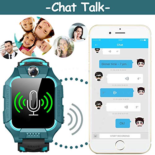 【SIM Card Included】 Kids Smart Watches-GPS Tracker Smart Watch Phone for Boys Girls -Waterproof Smartwatch with SOS Games Touch Digital Wrist Watch Holiday Toys Birthday Gifts (Green)