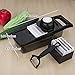 Mandoline Slicer Vegetable Chopper Multi Function Potato Slicer + Peelers Cutter for Cucumber, Onion, Cheese with 6 Stainless Steel Blades - Black