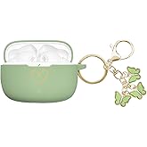 AIIEKZ Compatible with JBL Vibe 200TWS/JBL Vibe Beam Case Cover, Soft Silicone Case with Gold Heart Pattern for JBL Vibe Beam 2 (2025) Case with Cute Butterfly Keychain for Girls Women (Matcha Green)