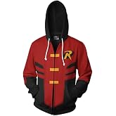Xinxin Robin Tim Drake 3D Anime Cosplay Cardigan Zip Hoodie Unisex Adult Red