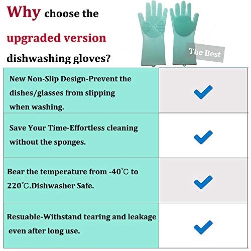 SiliconeÂ ScrubbingÂ DishwashingÂ Magic Gloves-Â Non-SlipÂ KitchenÂ CleaningÂ SiliconÂ ReusableÂ SpongeÂ GlovesÂ withÂ Rubber Scrubber,WorkÂ GreatÂ forÂ WashingÂ Dish,Car,BathingÂ Pet(UpgradeÂ Version)