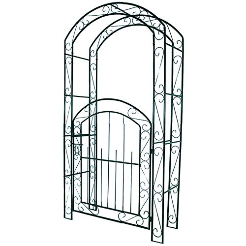 Rosenbogen aus Metall, Eleganter Gartenbogen mit Tor, Gartenlaube Trellis Arbor Torbogen für Kletterpflanzen Rosenreben…