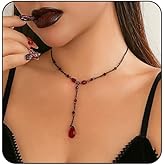 MIFYNN Vintage Gothic Blood Drop Tassel Pendant Necklace Red Water Drop Choker Necklace Punk Style Necklace Dark Tear Drop Y Necklace Halloween Necklace Jewelry for Women