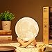 3D Printed Moon Lamp LED Baby Night Light Table Desk Lamp USB Charging Wooden Base Touch Sensor Control 2-colors Dimmable Switch for Bedroom Birthday Decoration (Diameter 4.7 inch)