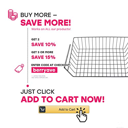 Berry Ave Multipurpose Metal Wire Storage Basket (Black) – Counter Fruit Stand – Mail Organizer – Kitchen Produce Holder – Strong, Heavy-Duty Rack – Well-Balanced Frame