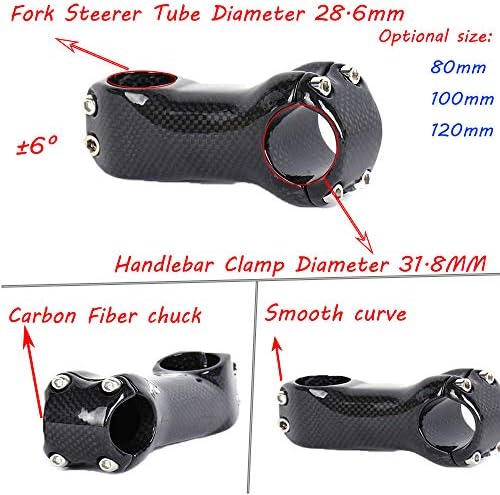 ESEN SP Carbon Fiber 31.8mm Stem 6/17 Degree 80/100/120mm Bike Handlebar Stem Suitable for MTB, Road Bike, BMX