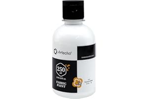 Artecho White Fabric Paint, 250 ml / 8.45 oz Permanent Clothing Paint for DIY T-Shirts, Tote Bags & Canvas, Washable & Flexible Textile Paint