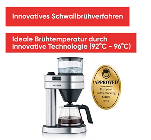 SEVERIN Filterkaffeemaschine "Caprice", wie von Hand aufgebrüht mit dem Kaffeebereiter für bis zu 8 Tassen, Kaffeemaschine mit Timer, Edelstahl-gebürstet/schwarz-matt, KA 5760 – Bild 3