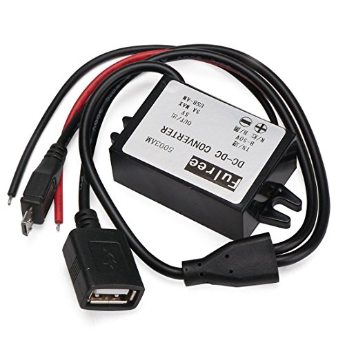 HOMREE DC 8-50V to DC 5V Buck Converter 3A Volatge Adapter Power Supply Module Step Down Voltage Regulator 12V/24V/36V to 5V Voltage Transformer with USB+Micro USB MP3 MP4 Car Displayer GPS