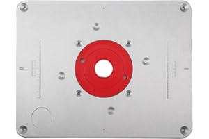 Router Table Insert Plate, 11.81 x 9.25 x 0.37 inch Aluminum Alloy Wood Engraving Machine Flip Board with 4 Rings for Carpent